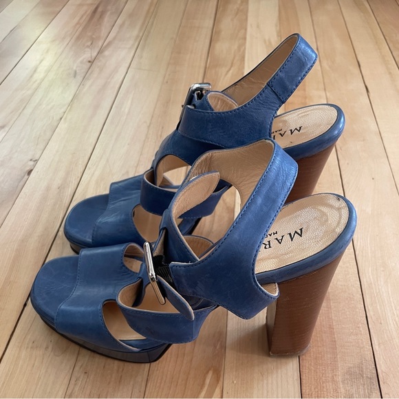 Marvin K. (Aquatalia) Blue Leather High Heel Sandals - Made in Italy - Size 6.5 - Picture 7 of 16